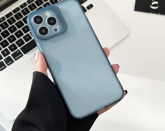 Coque de téléphone transparente en TPU, bleu rétro, vin chaud d'hiver, couleur unie, pour iPhone 14 13 12 Mini 11 Pro Max SE 2020 X Xs XR 7 8 Plus