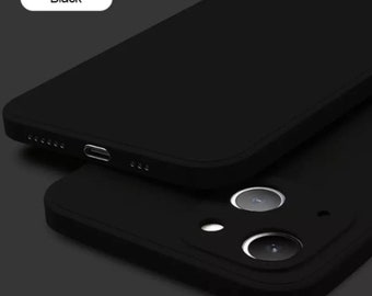 Étui de téléphone en silicone liquide de couleur unie noir iPhone 15 série 9 pour iPhone 15 14 13 12 Mini 11 Pro Max SE 2020 iPhone X Xs XR 7 8 Plus Cover