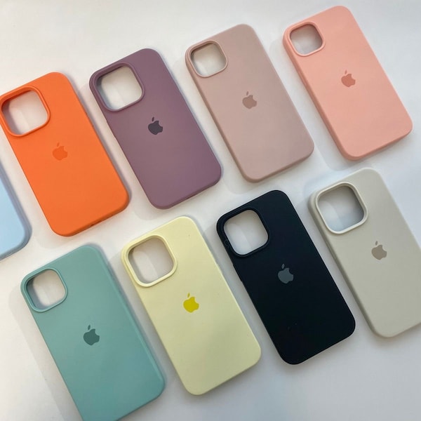 Custom Color - Solid Colors Silicone Phone Case for iPhone 15 14 Plus 14 Pro 14 13 Pro Max 13 12 11 Pro Max 13 12 11 Mini Case 7 8 Plus