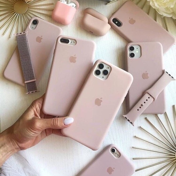 Sand Pink Custom Color - Solid Colors Silicone Phone Case for iPhone 15 14 Plus 14 Pro 14 13 Pro Max 13 12 11 Pro Max 13 12 11 Mini Case