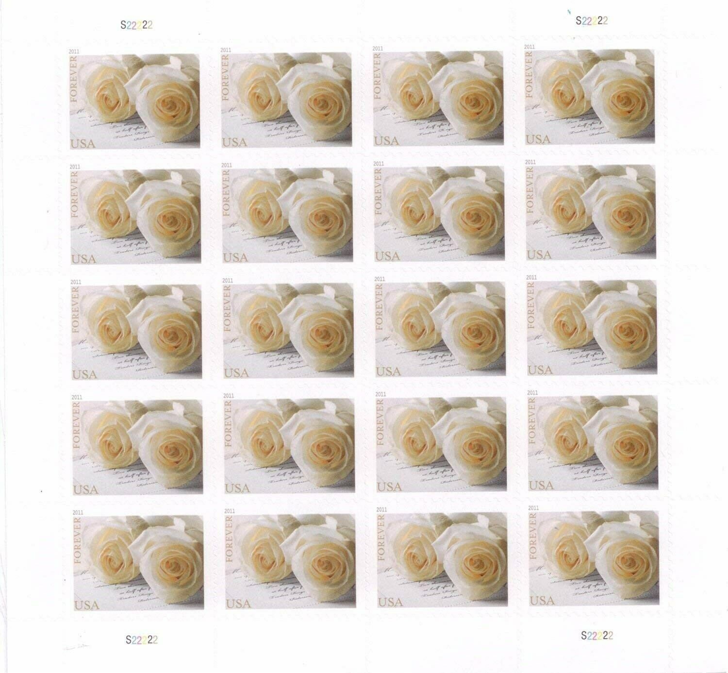 Wedding Rose Invitation Forever Stamps Complete Sheet of 20 Etsy
