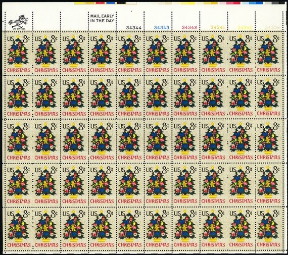 Christmas Tree Sheet Of Fifty 8 Cent Postage Stamps Scott 1508 | Etsy