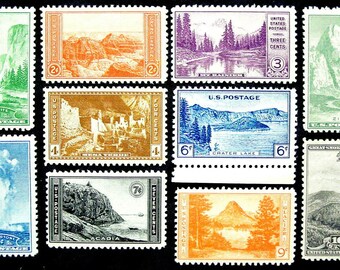 ORIGINAL SET OF 10 U.S POSTAGE STAMPS 1934 NATIONAL PARKS MINT CONDITION ORIGINAL SET OF 10 U.S POSTAGE STAMPS 1934 NATIONAL PARKS MINT CONDITION