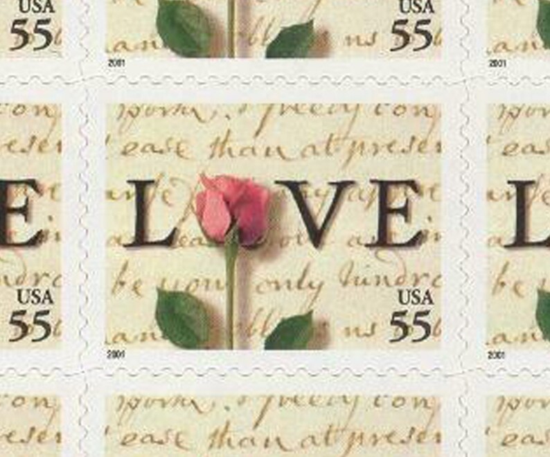 Rose and Love Letter Sheet of 20 Stamps 55 Cent Postage Etsy