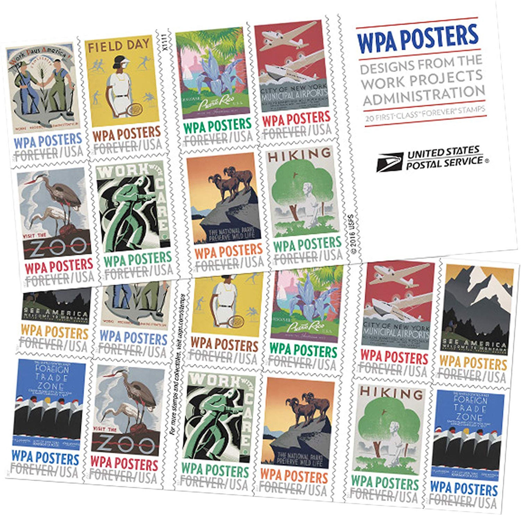WPA Posters Book of 20 Forever Stamps Scott 5189b Etsy