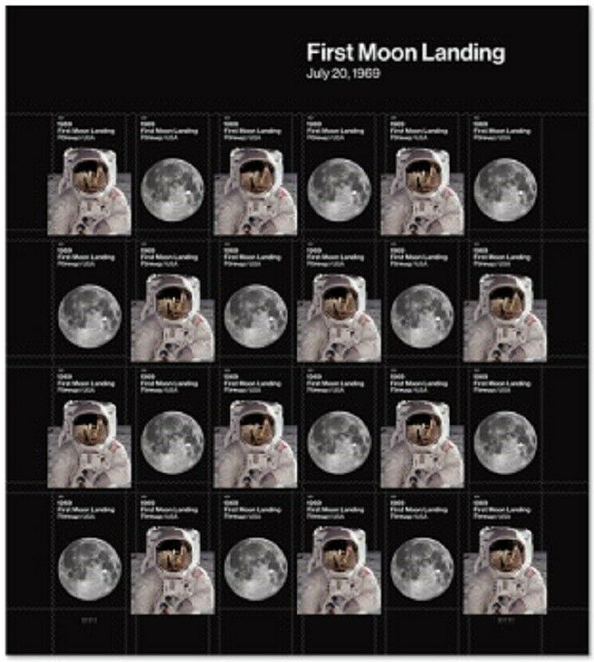 First moon landing. First on the Moon. Марка номер 1 Moon. First at Moon.