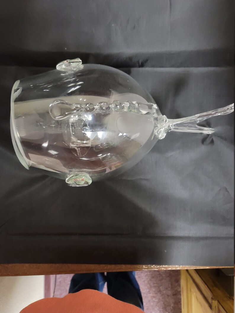 Blenko Style Mid Century Modern Blown Glass Fish Bowl Etsy