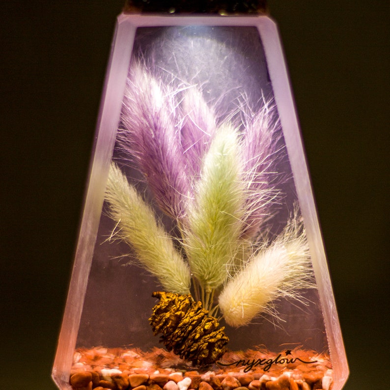 Flower Resin Lamp Epoxy Night Light Nature Lamp Wooden Etsy