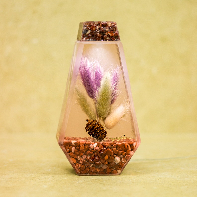 Flower Resin Lamp Epoxy Night Light Nature Lamp Wooden Etsy