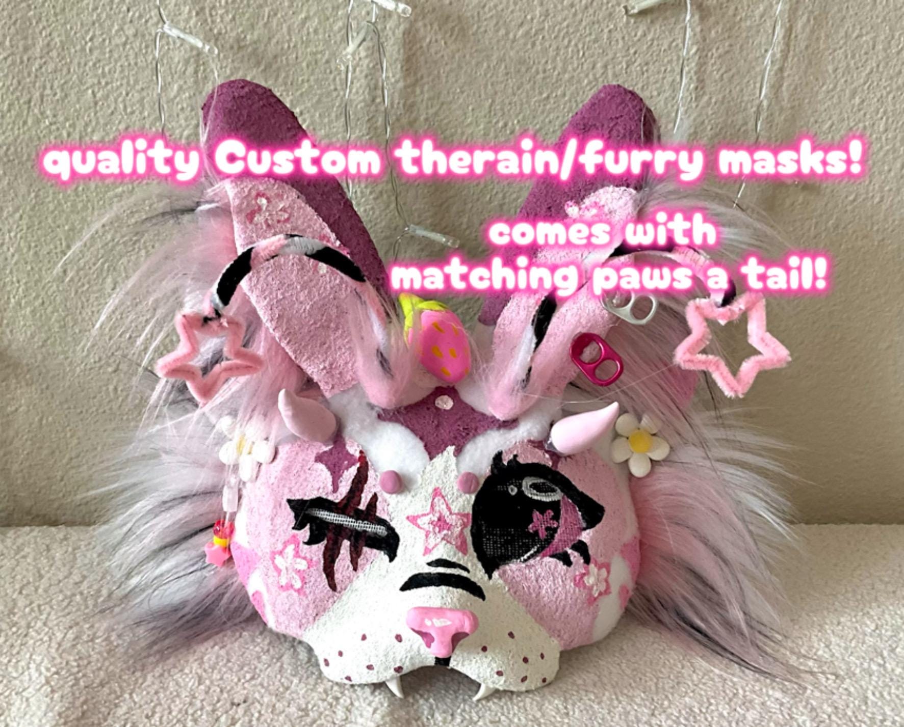 Custom/comisson therain and furry masks! with tail and paws :3