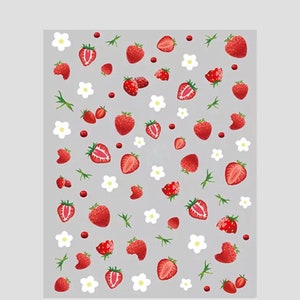 Strawberry Nail Art | Fruit Nail Sticker | Summer Nail Decal | Easy Application | Nail Transfer | Spring Nails | Self - Adhesive | Sticker