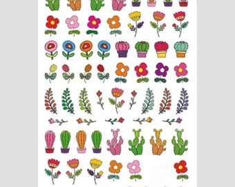 Cactus Nail Art | Colourful Fun Nail Art | Nail Stickers | Popular Nail Decals | Easy Application | Nail Art Tools