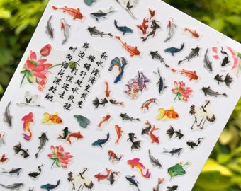 Koi Nail Art Stickers | Lucky Fish | Happy Nail Sticker | Easy Application | Popular Designer Nail Art