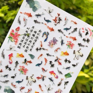 Koi Nail Art Sticker | Glücksfisch | Glücklicher Nagel Aufkleber | Einfache Anwendung | Beliebte Designer Nailart