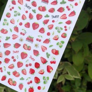Strawberry Nail Art | Fruit Nail Sticker | Summer Nail Decal | Easy Application | Nail Transfer | Spring Nails | Self - Adhesive | Sticker