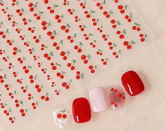 Cherry kiss Nail Art | Fruit Nail Sticker | Summer Nail Decal | Easy Application | Nail Transfer | Spring Nails | Self - Adhesive | Sticker