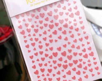 Pink Heart Nail Stickers | Valentines Nail Decal | Easy Application | Popular Designer Nail Art | Nail Art Kit | Nail Art Supplies