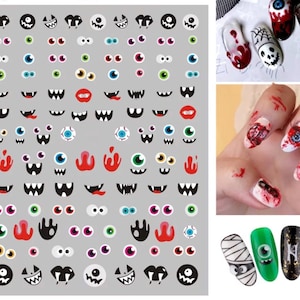 Halloween Monster Eyes Nail Art Stickers | Halloween Nail Art | Autumn Nail Decal | Easy Application | Popular Nail Art