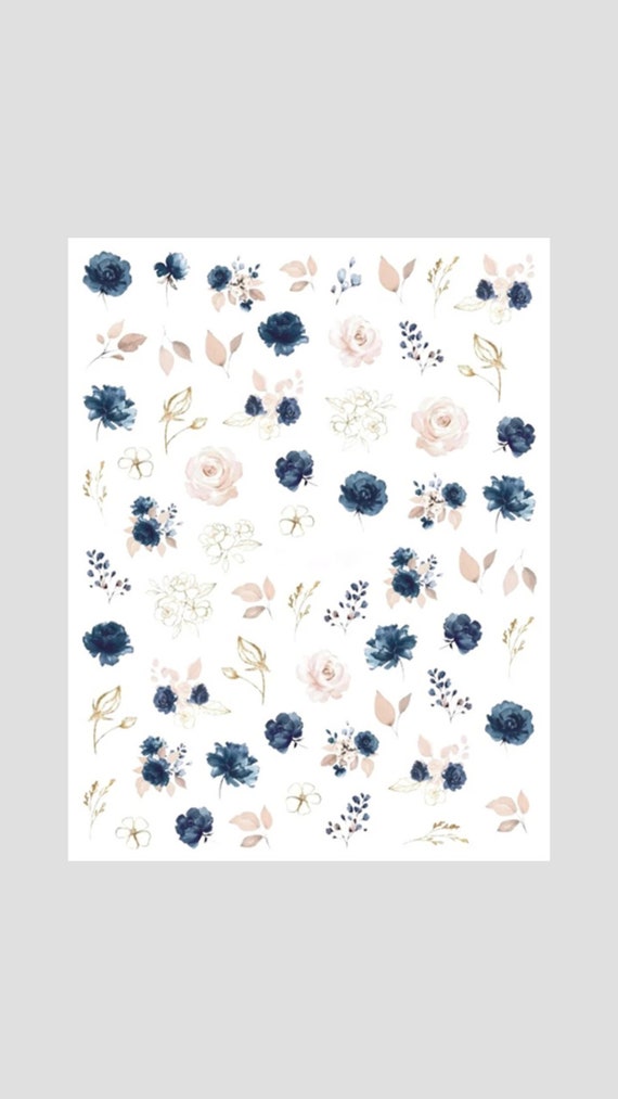 Blue Floral Nail Art Stickers | Summer Nail Decal | Easy Application | Popular Nail Art | Spring Nails | Summer Nails