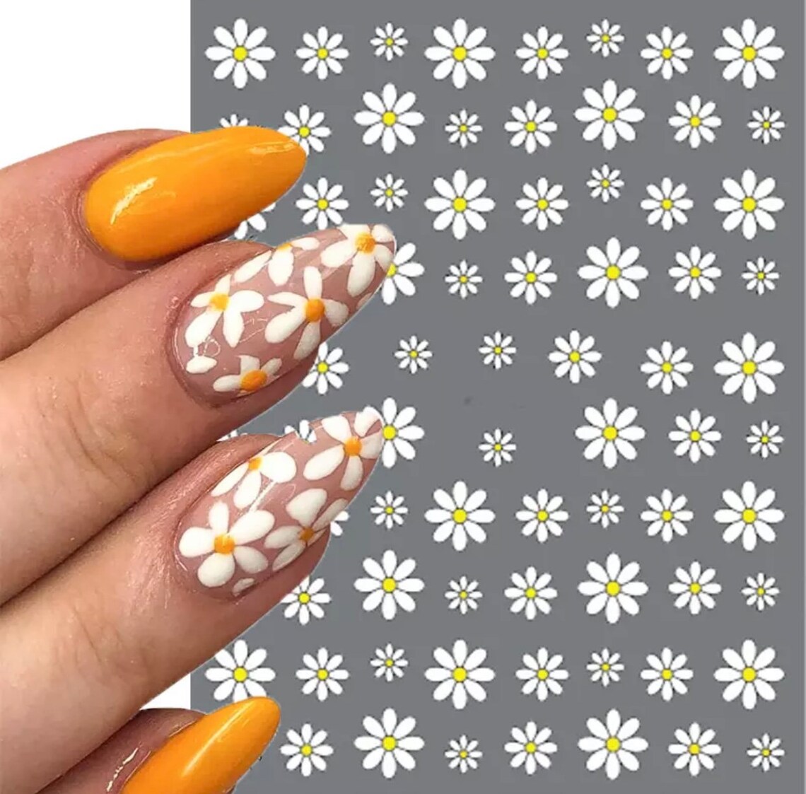 Daisy Nail Art Colourful Fun Nail Art Nail Stickers Etsy UK