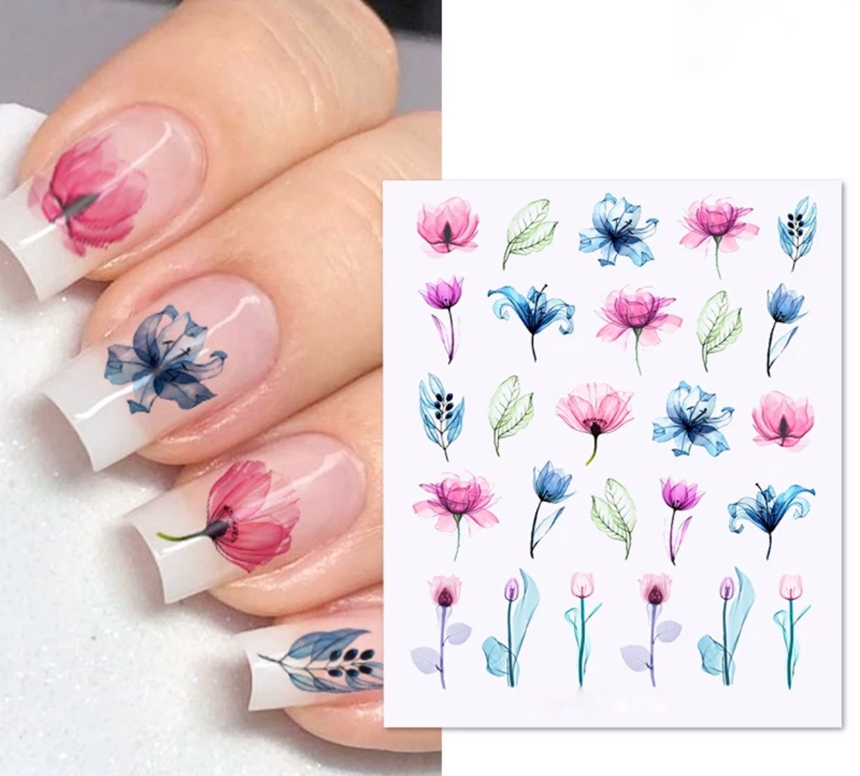 Floral Nail Art Water Decal Halloween Nails Happy Nail Etsy UK