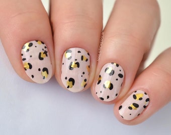 Golden Leopard Nail Wraps  | Christmas Nails | Fall Nails | Overlay Nail | Nail Polish Stickers | Nail Transfers | Nail Art Supplies