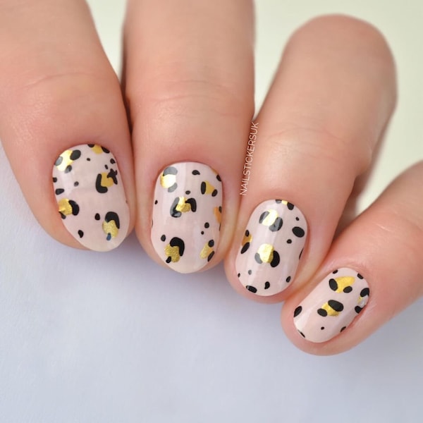 Golden Leopard Nail Wraps  | Christmas Nails | Fall Nails | Overlay Nail | Nail Polish Stickers | Nail Transfers | Nail Art Supplies