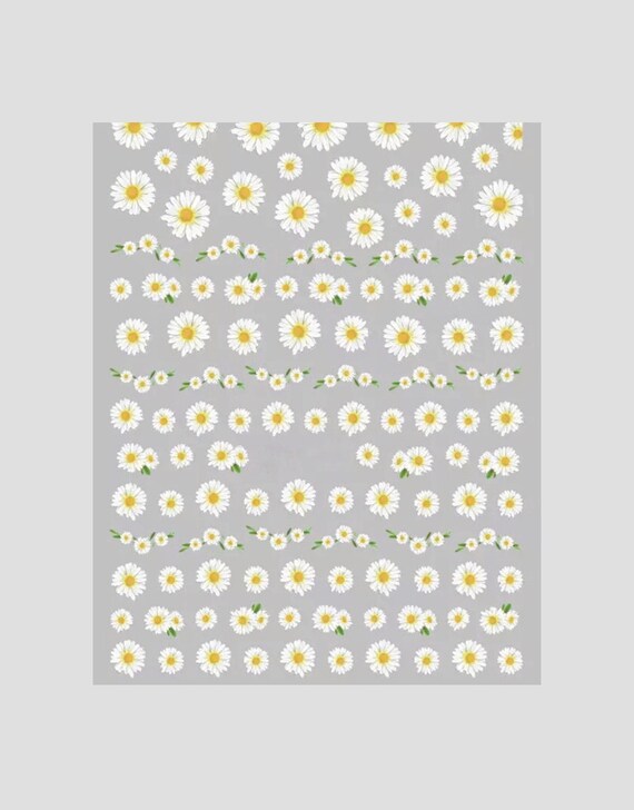 Daisy Nail Art Colourful Fun Nail Art Nail Stickers | Etsy