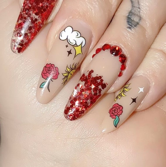 Beautiful Manicure With Flowers On Female Fingers Nails Design Close Stock  Photo - Download Image Now - iStock