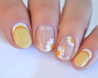 Daisy Nail Wraps  | Valentines Nails | Fall Nails | Overlay Nail | Nail Polish Stickers | Nail Transfers | Nail Art Supplies