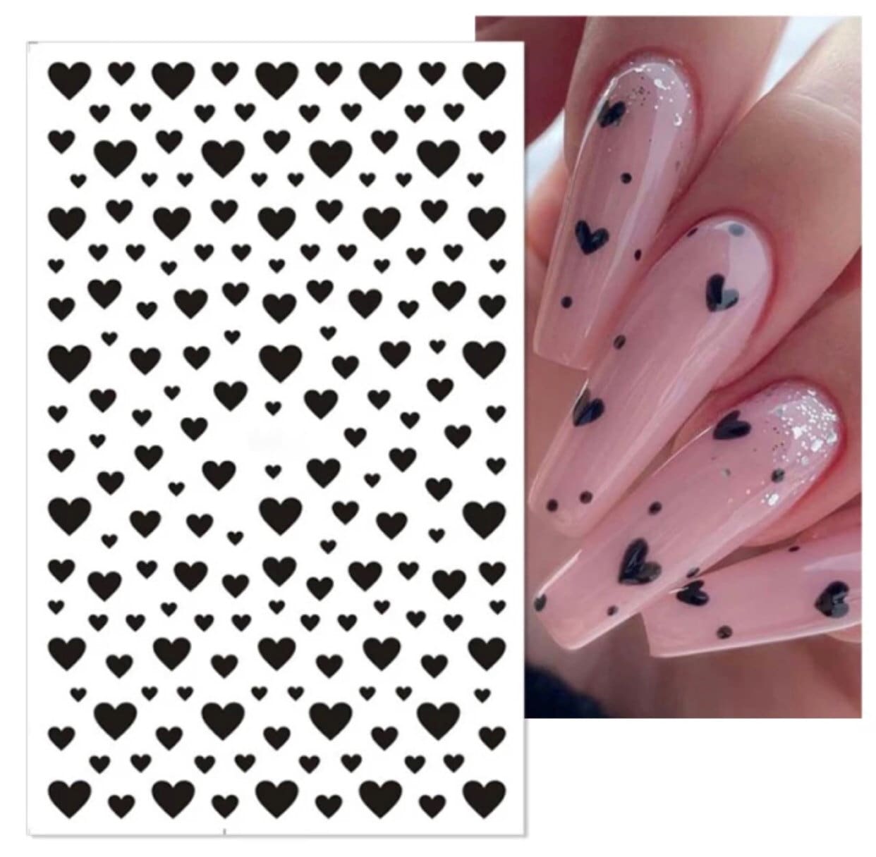 Heart Nail Stickers | Valentines Nail Decal | Easy Application | Popular Designer Nail Art | Nail Art Kit | Nail Art Supplies
