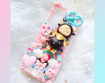 Gepersonaliseerd Decoden telefoonhoesje, schattige kawaii slagroomstijl