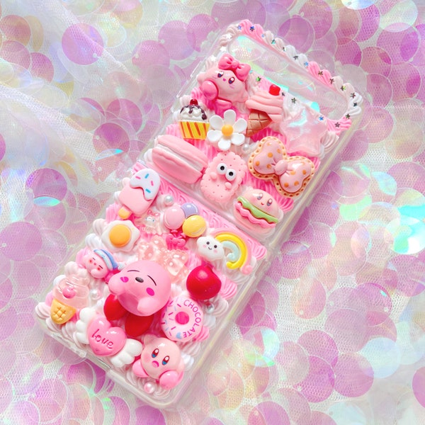 Kirby phone case, Custom phone case, Decoden Phone Case,Whipped Cream Effect case,LG phone case,can be made for all device