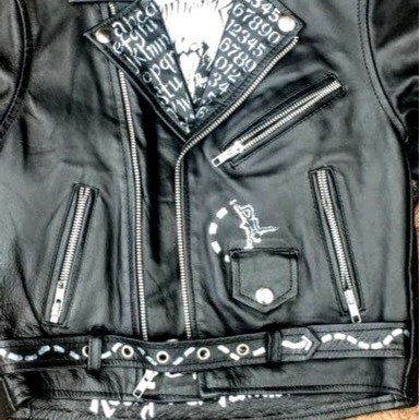 Black Leather Biker Motorcycle Jacket With Hand Painted Black Leather Biker Motorcycle Jacket With Hand Painted