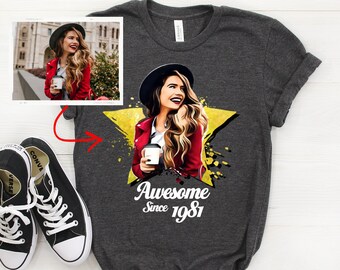 Custom 40th Birthday Cartoon Shirt, Custom Photo Shirt, 40th Birthday Gift, 40 Bday Gift, 40 Birthday Cartoonized Gift, Personalized Gift