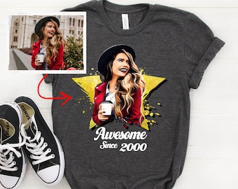 Custom 21st Birthday Cartoon Shirt, Custom Photo Shirt, 21st Birthday Gift, 21 Bday Gift, 21 Birthday Cartoonized Gift, Personalized Gifts