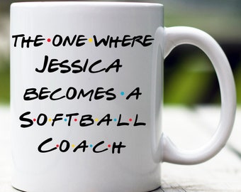 Taza de entrenador de softbol personalizada, el que se convierte en entrenador de softbol, taza de entrenador de softbol personalizada, futuro entrenador de softbol, regalo de entrenador de softbol