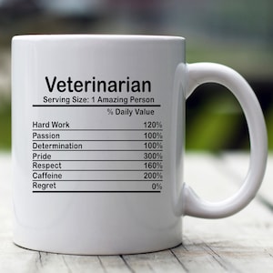 Tasse personnalisée de faits nutritionnels vétérinaires, tasse personnalisée de faits nutritionnels, cadeau vétérinaire, meilleur cadeau vétérinaire, tasse vétérinaire