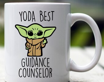 Yoda Mejor Taza de Consejero de Orientación, Taza de Baby Yoda, Taza de Consejero de Orientación Personalizada, Regalo divertido para Consejero de Orientación, Regalo de Consejero de Orientación
