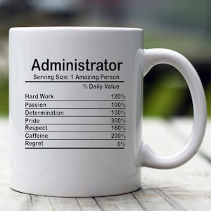 Personalized Administrator Nutrition Facts Mug, Administrator Gift, Nutrition Facts Custom Mug, Best Administrator Gift, Administrator Cup