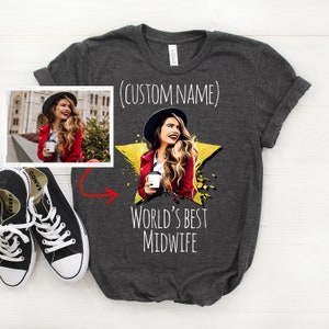 Personalized Midwife Shirt, Custom Photo Shirt, Midwife Cartoonized Shirt, Midwife Gift, Midwife Photo Shirt, Photo Tshirt, Midwife Tee