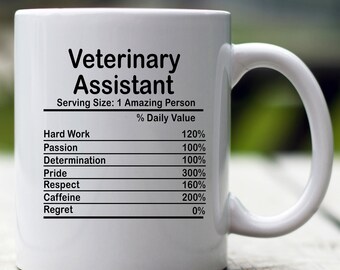 Personalized Veterinary Assistant Nutrition Facts Mug, Nutrition Facts Custom Mug, Veterinary Assistant Gift, Veterinary Assistant Gag