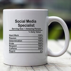 Personalized Social Media Specialist Nutrition Facts Mug, Nutrition Facts Custom Mug, Social Media Specialist Gift, Social Media Specialist