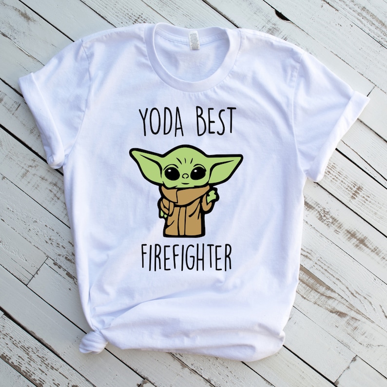 Yoda Best Firefighter Shirt, Personalized Yoda Firefighter T-shirt, Yoda Firefighter Tee, Baby Yoda Firefighter T shirt, Firefighter Gift image 1