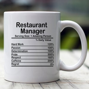 Personalized Restaurant Manager Nutrition Facts Mug, Nutrition Facts Custom Mug, Restaurant Manager Gift, Best Restaurant Manager Gift