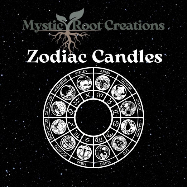 Zodiac Candle - Zodiac Sign Candle - Crystal Candle - Zodiac Gift - Zodiac Intention Candle - Handmade Soy Candle - Naturally Scented