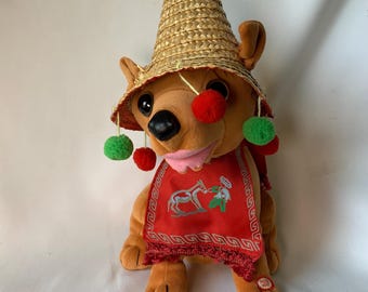 Vintage Pancho Chihuahua Sings Feliz Navidad approx 14”