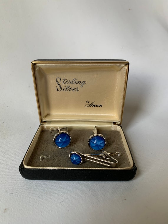 Midcentury Anson Sterling Silver Cufflinks And Tie