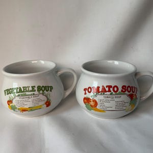 Two Vintage Ceramic Soup Bowl Mugs