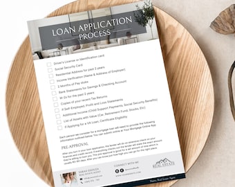 Loan Application Checklist, Real Estate Finance Resource, Real Estate Marketing, Real Estate Agent tools